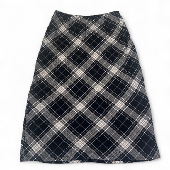 Forever 21 Plaid Midi Pencil Skirt Size Small Black and White Side Zip Slits - Picture 1 of 7